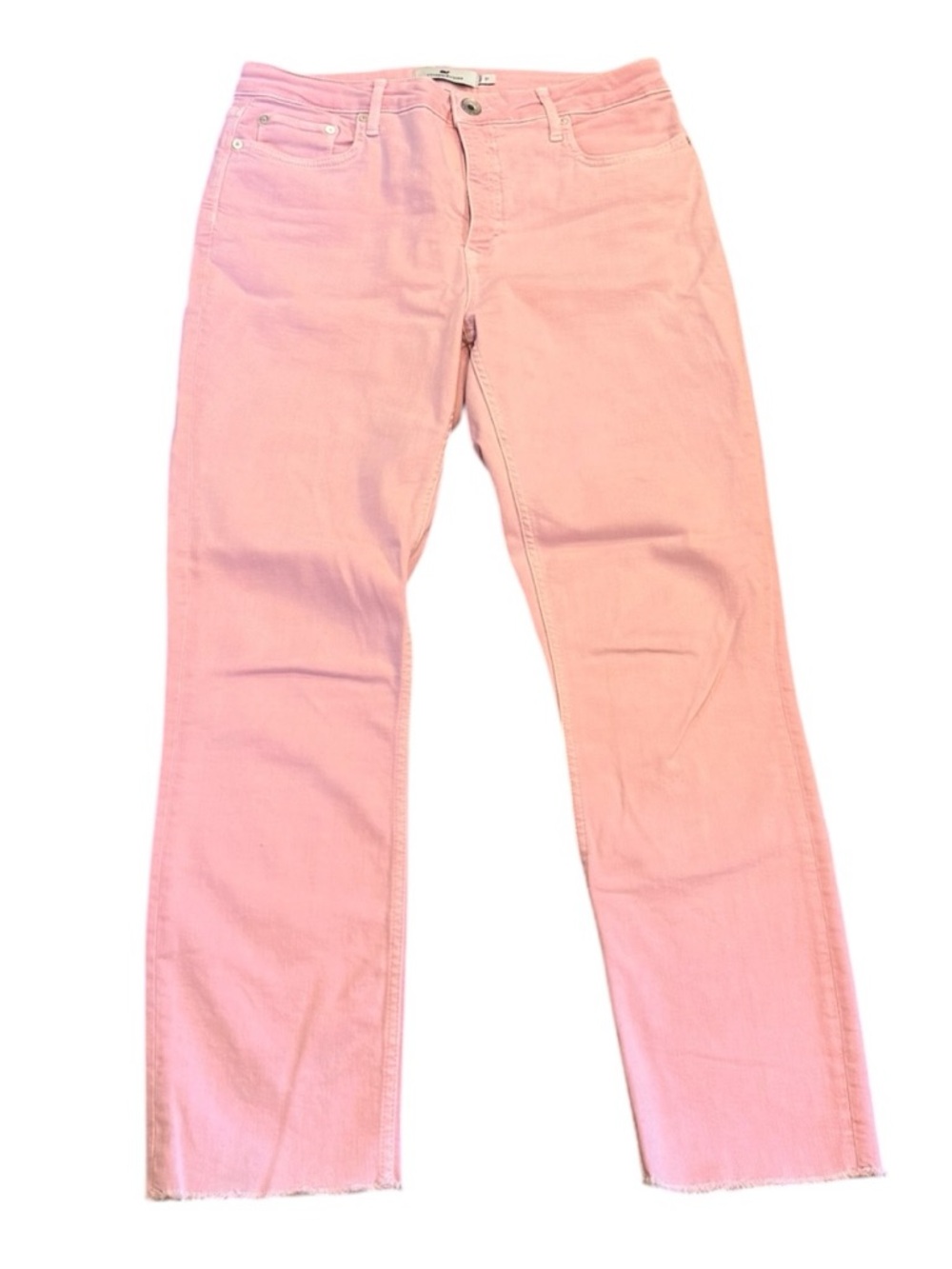 Vineyard Vines High Rise Straight Pink Denim Raw Hem Jeans Size 31